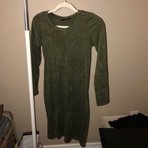 suede green tight dress